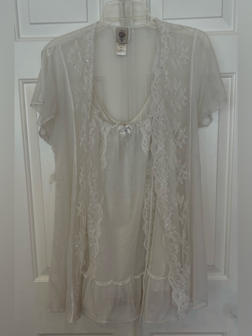 In Bloom Jonquil Lace Chemise & Robe S Babydoll Bridal Lingerie White Feminine
